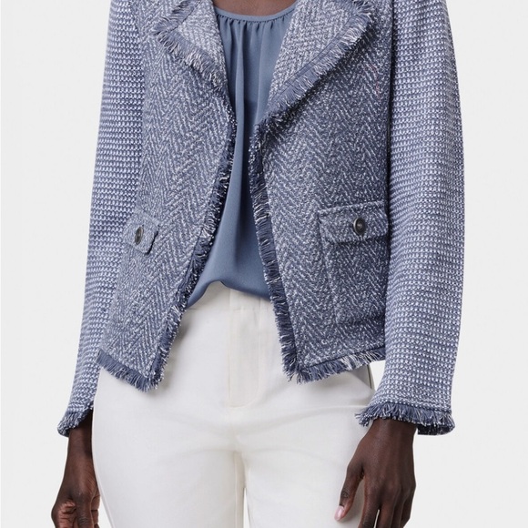 NWT NIC+ZOE FRINGE MIX KNIT POCKET JACKET - Picture 1 of 7
